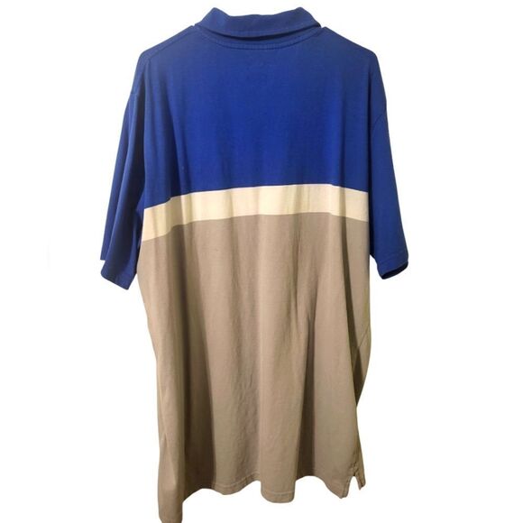 The Foundry Blue Beige Color Block Men's Polo, Big & Tall 2XLT - Picture 2 of 7